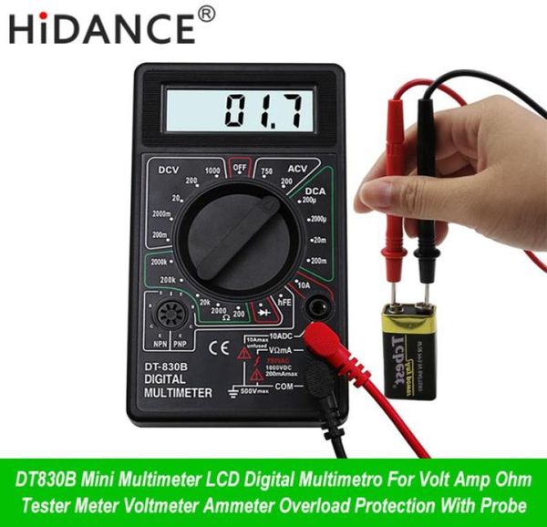 HiDANCE Mini Multímetro Digital LCD Para Volt Amp Ohm Tester Medidor Voltímetro Amperímetro Proteção contra Sobrecarga Com Probe7602490
