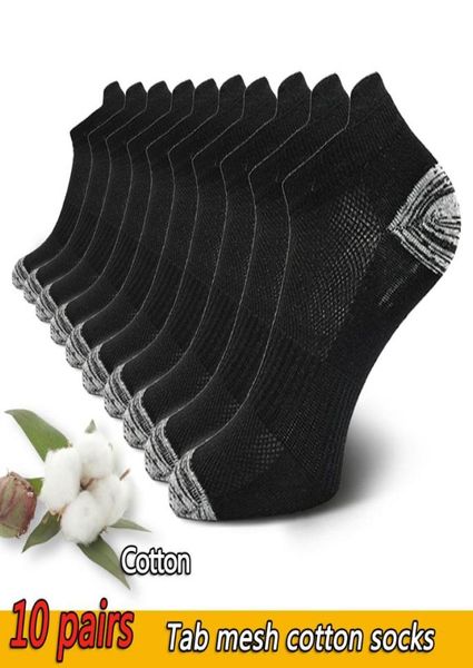 10 Paar Herren-Söckchen, athletische, gepolsterte Baumwoll-Sportsocken, atmungsaktiv, niedrig geschnittene Lasche mit Fußgewölbeunterstützung, Mesh, lässige kurze Socken, 7802206