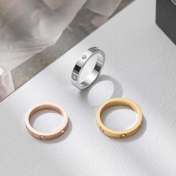 Классическое кольцо Cartres Корейская версия минималистского и универсального кольца с инкрустацией бриллиантами в стиле Instagram, легкий роскошный нишевый дизайн, не выцветает