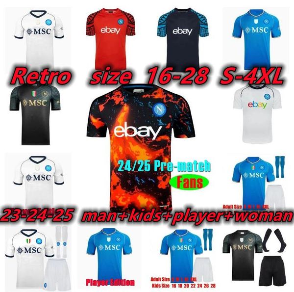 XXXL 4XL 23 24 NAPOLI camisas de futebol Maglia Napoli 2023 2024 ZIELINSKI KVARATSKHELIA KIDS CAMPIONI D'ITALIA CAMISA DE FUTEBOL OSIMHEN 4XL