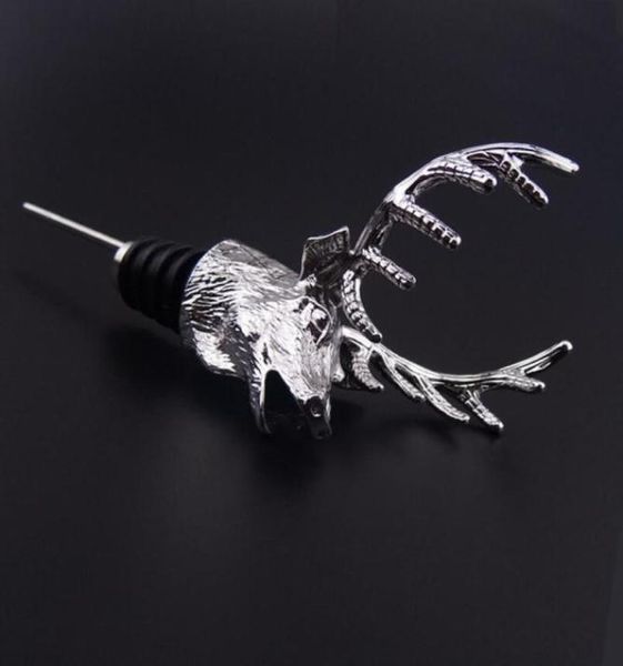 Yeni Deer Stag Head Wine Pourer Stopper şarap havalandırıcıları paslanmaz çelik şarap dökücü şişe durdurucu lx37128576537