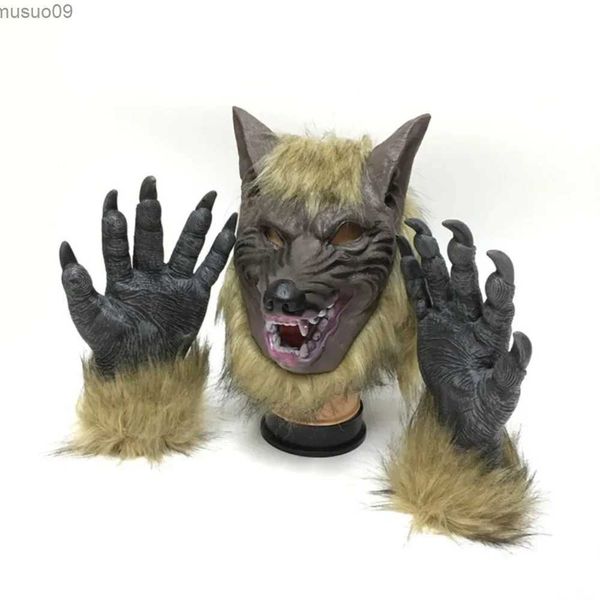 Designer Masken Halloween Wolf Kopfbedeckung Erwachsene Halloween Maske Wolf Handschuhe Festival Cosplay Party Kostüm Horror Zubehör