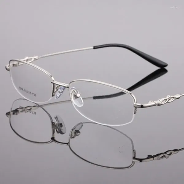 Montature per occhiali da sole Mezza montatura da donna in lega di memoria Può essere abbinata a miopia Ultra leggera e super resistente Disponibile in quattro colori