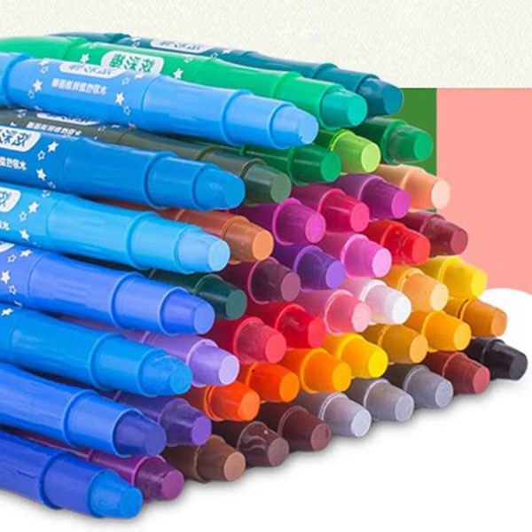 Rotierendes, waschbares Zeichenstift-Set für Kinder, Baby-Badezimmer, leicht zu löschendes Ölpastell, seidige Buntstifte, Pastellstift für Kinder, 12/24/36, Farbe 240227