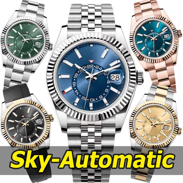 Relógio masculino relógios de luxo de alta qualidade relógios de designer homens céu 42mm movimento mecânico automático 904l aço inoxidável completo safira luminosa moda à prova dwaterproof água