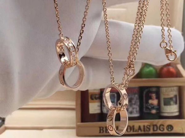 Klassischer Ring von Cartres, Fengxin, runder Kuchen, Doppel-Halskette für Damen, leicht, luxuriös, modisch, Temperament, farblos, beste Freunde, sadfaq