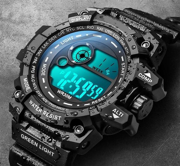 Legal luminoso masculino relógio esportivo highend pulseira de silicone tático relógio de pulso led calendário à prova dwaterproof água relógios digitais7979847