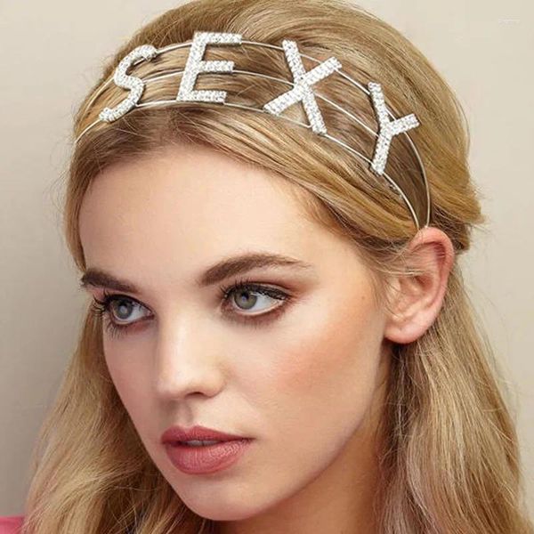 Grampos de cabelo strass carta hoop bandana feminino trança dreadlocks headdress festa headwear cabeça tiara peça acessórios