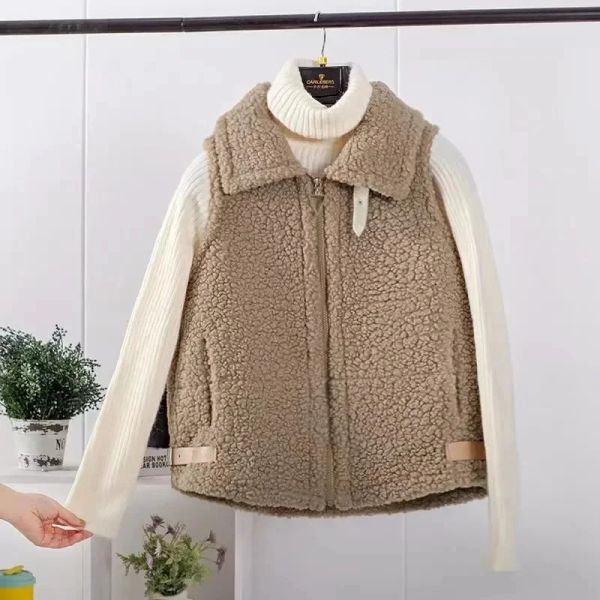 Westen 2024 Neue Herbst Winter Lamm Wolle Weste Jacke Mädchen Pelz Pferd Clip Ärmellose Mantel Mode Lose Joker Kurze Weste tops Weibliche