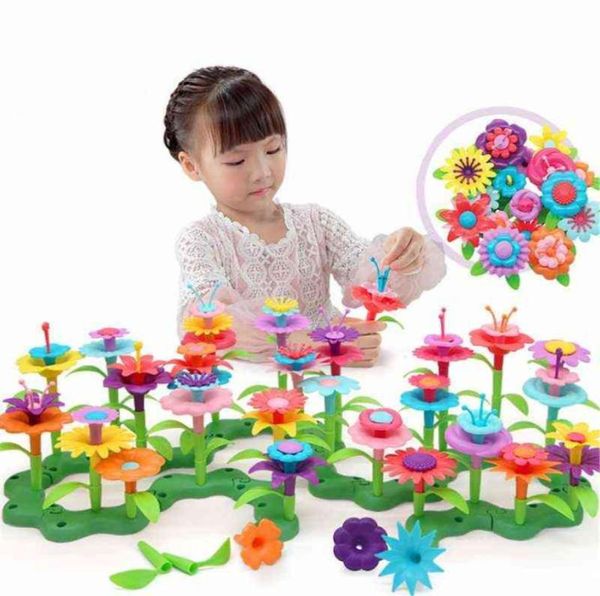 Brinquedos de construção de jardim de flores Construir um buquê de arranjo floral Playset para bebês e crianças de 3 4 5 6 anos de idade meninas pré A7463926