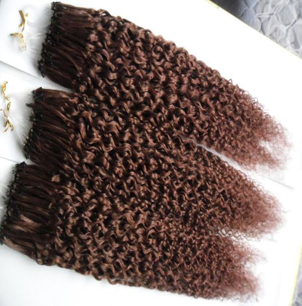 300 estensioni dei capelli micro loop capelli ricci crespi vergini mongoli 300g ricci afro crespi fatti a macchina Remy Micro Bead Loop Human Ha2419900