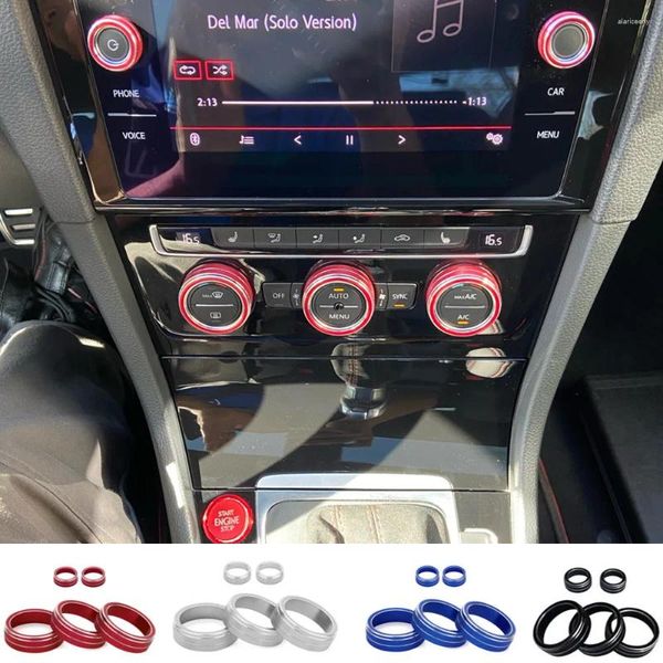Acessórios interiores do carro botão de ar condicionado capa interruptor de controle guarnição anel decorar apto para volkswagen vw golf mk7 2014-2024
