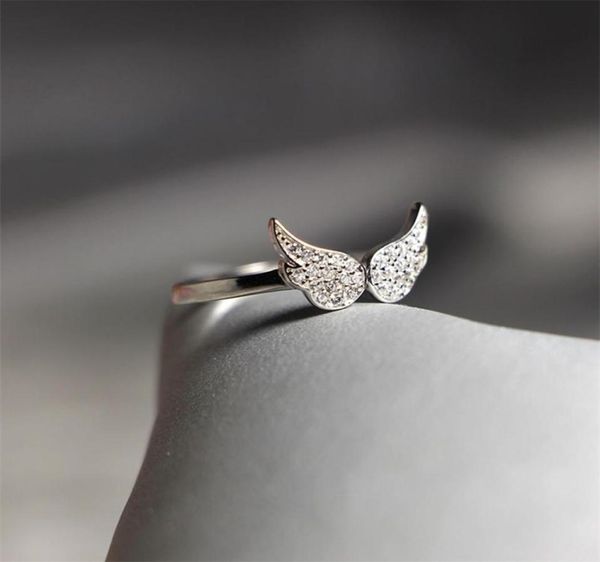 Anelli 925 Elegante anello a forma di ala con zirconi dolci Anello in argento sterling S925 per donna 2201217342491