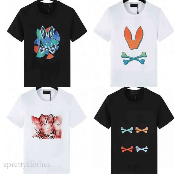 Футболки с изображением кролика Psyco, топ с рисунком кролика, хлопковая футболка с коротким рукавом, рубашка поло с принтом «Призрачный кролик», летняя мужская футболка, дизайнерские футболки с психологическим кроликом 732