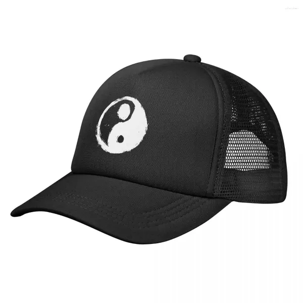 Berets Taiji Yin Yang Cross Chapéu de caminhoneiro de malha ajustável original para homens e mulheres