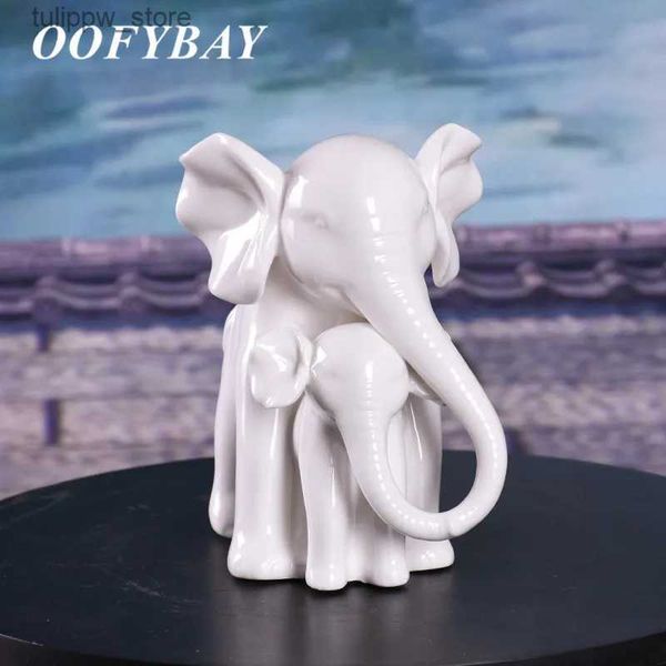 Oggetti decorativi Figurine Nordic Ceramica Elefanti Ornamenti Porcellana bianca Feng Shui Statua di animali Soggiorno Artigianato Decorazione della casa Arredamento