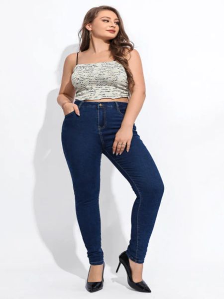 Calças de brim primavera verão feminino s3xl tamanho cintura alta falso denim jean leggings magro elástico mais fino lápis calça feminino treino correr