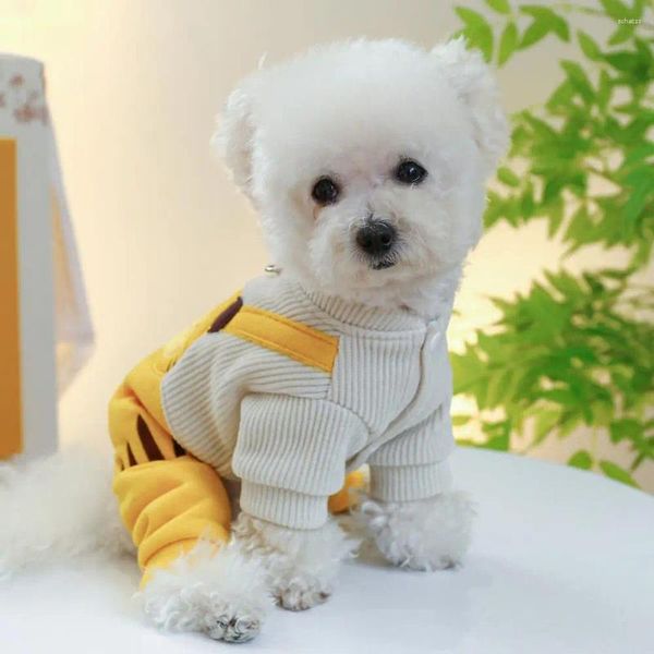 Cão vestuário tecido confortável para cães elegante respirável macacão de estimação bonito amarelo tigre bib calças gatos com fino especial