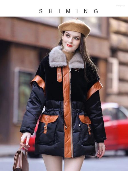Frauen Pelz 2024 Winter High-End-Mode Koreanische Ausgabe Schaffell Wolle Integrierte Unten Mantel Nerz Kragen Casual