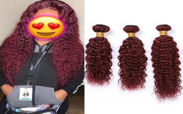 Fasci di capelli umani rosso vino Estensioni dei capelli vergini bagnati e ondulati Pure 99J Borgogna Rosso Onda d'acqua Trame di tessuto brasiliano dei capelli umani 8814057