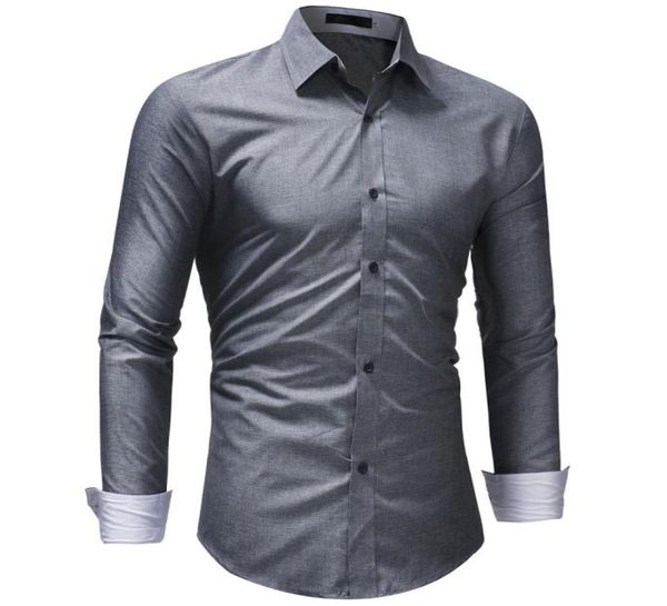 Herren Hemd 2020 Männlich Langarm Shirts Casual Hit Farbe Slim Fit Einfarbig Beliebte Designs Männer Kleid Shirts XXXL5970267