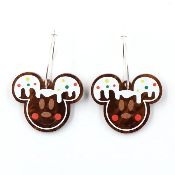 Baumelnde Ohrringe 1 Paar Produkt CN Hoop Mauskopf Lebkuchen Niedlicher Weihnachts-Acrylschmuck für Frauen