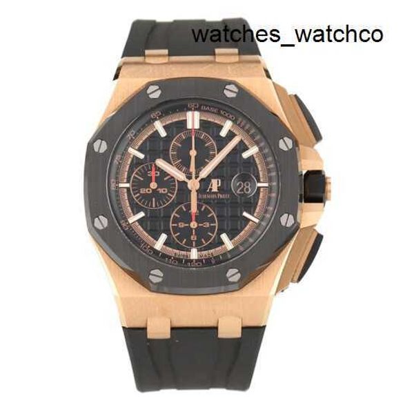 Relógio antigo turbilhão relógios de pulso AP Relógio de pulso Royal Oak Offshore Series 26401RO ouro rosa três olhos cronometragem elástico masculino moda lazer negócios esportes