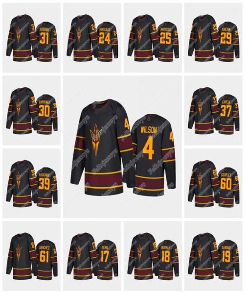 Arizona State Sun Devils 2020-21 Réplica Black Jersey Jacob Wilson William Knierim Dominic Garcia Jax Murray College Hockey Jersey6090599