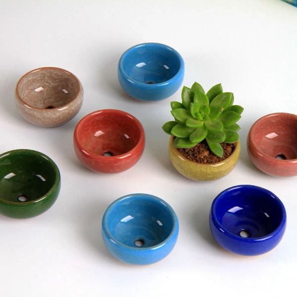 12 pezzi mini vasi in ceramica pratici vasi da giardino rotondi fioriere traspiranti per la casa piante grasse desktop vaso di fiori Gjavascript:arden Supplies