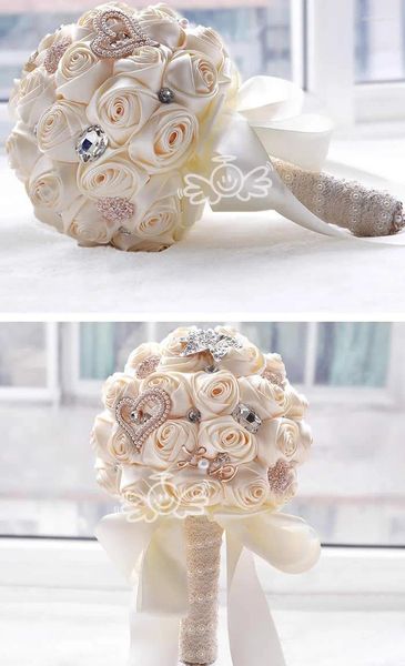 Hochzeitsblumen auf Lager, atemberaubende weiße Brautjungfern-Brautsträuße, künstlicher Rosenstrauß