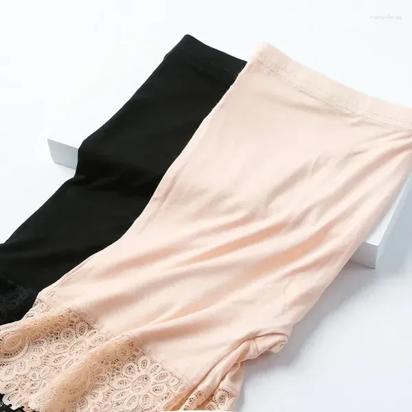 Calça de segurança da calcinha feminina com renda anti -brilho inferior aluno curto verão verão fino médio de cintura alta mm de tamanho grande