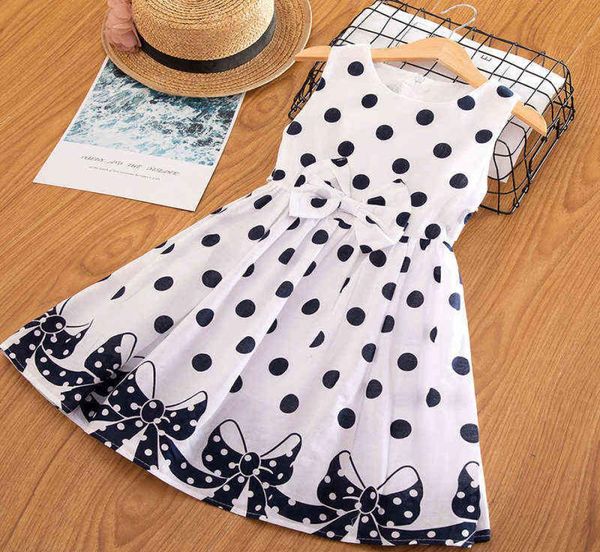 Nxy Girl Dress 3 12 anni a pois 2022 estate senza maniche fiocco abito da ballo abbigliamento bambini bambino principessa vestiti per bambini 01063830236