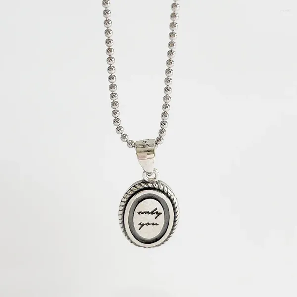 Подвески в стиле ретро, маленькое подлинное серебро 925 пробы, ожерелье с буквами «Only You», овальной формы, с поворотным узором, бусины-цепочки C-B714