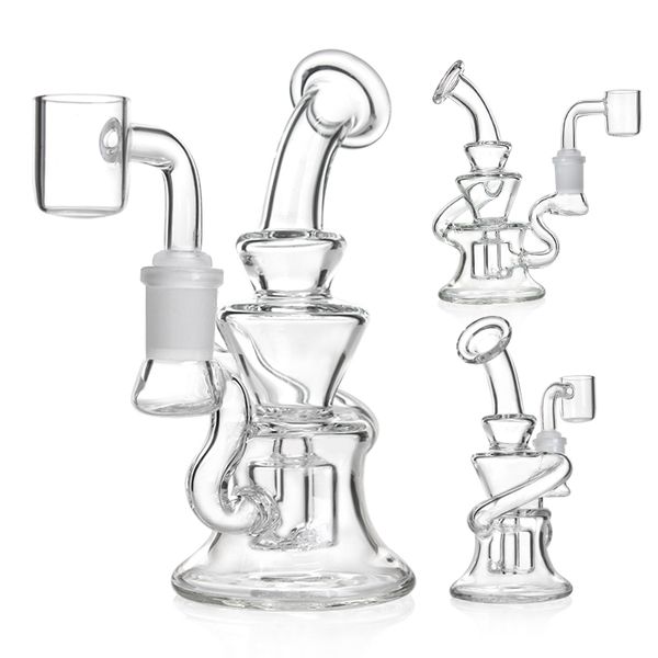 Mini Rig Recycler Bongos de vidro de 5,5 polegadas PIPA DE ÁGUA DAB RIGS DE BOROSILICATO BONGS DE ÁGUA VIDRO COM BONGS PUROS DE GARTZ BANGER