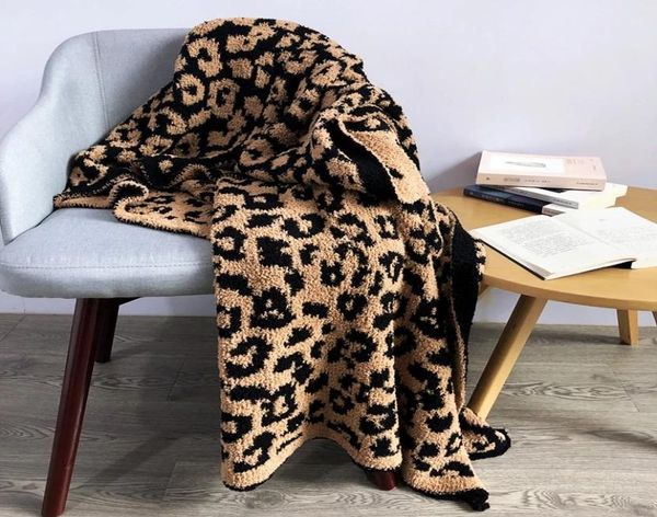 Coperte con stampa leopardata lavorata a maglia delicata invernale calda pelliccia sintetica in microfibra copriletto scozzese soffice coperta per adulti6030666