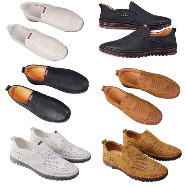 Повседневная мужская обувь, весенняя новая тенденция, универсальная онлайн-обувь для мужчин, противоскользящая дышащая кожаная обувь на мягкой подошве, коричневая, белая, черная, хорошая 42