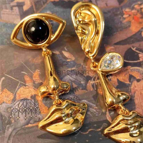 Ohrstecker Ohrstecker Persönlichkeit Augen Ohrring Teufel Auge Nase Mund für Frauen Männer Y2K Punk Vintage Schmuck Gold Farbe Metall 231127 240306