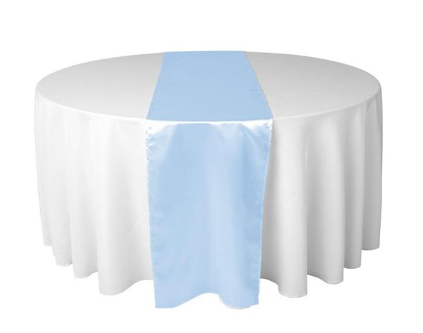 Runner da tavolo in raso azzurro 30 x 275 cm per ricevimento di matrimonio o doccia6671728