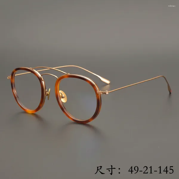 Sonnenbrillenrahmen Limited Edition Vintage Brillenrahmen Ultraleichtes reines Titan Doppelbrückenstil Retro Runde Brillen Frauen Original