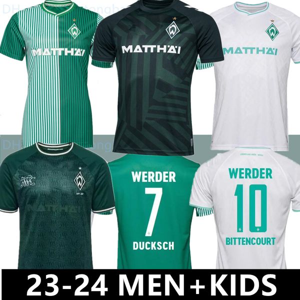 2023 2024 Werder Bremen Специальная футбольная майка Марвин Дакш Леонардо Биттенкурт Черный зеленый 23 24 Friedl Pieper футбольные рубашки Топ Таиланд качественные мужчины дети