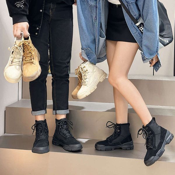 Sapatos de lona 2023 nova moda feminina botas de inverno alta superior casal botas curtas estilo britânico casual martin botas sapatos masculinos