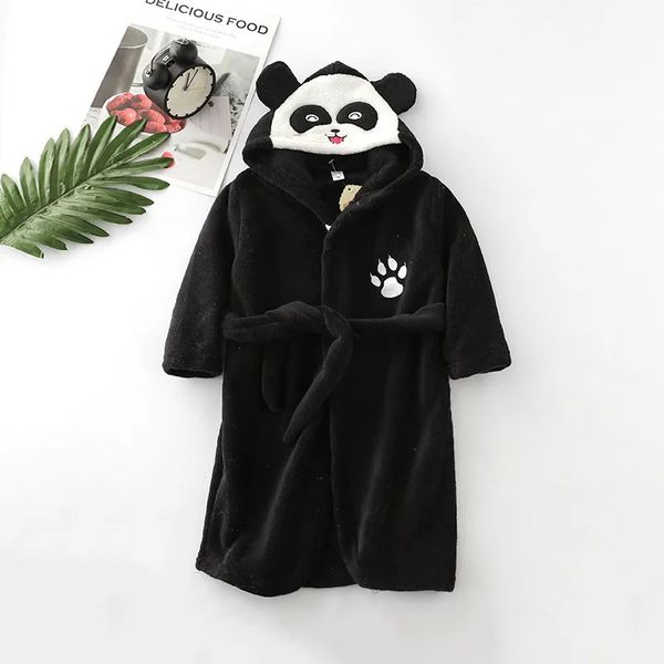 Manga longa com capuz roupão de banho das crianças dos desenhos animados panda crianças robe adorável animal menino banho robe primavera outono meninas roupão 240228