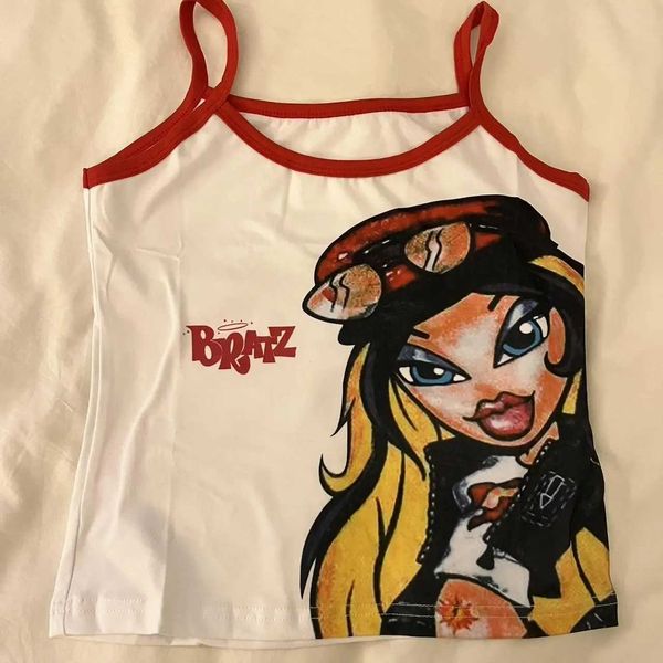 T-shirt da donna Ragazze Y2k anni 2000 Cartoon anime Stampa Canotta Estate Vintage Girocollo Crop Top Harajuku Streetwear Grunge corsetto sexy