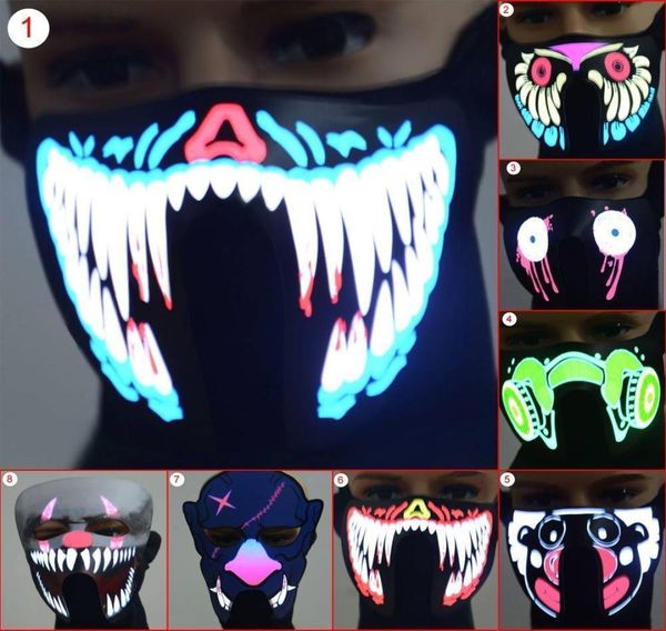 Led luminoso piscando máscara facial máscaras de festa iluminar dança halloween cosplay máscaras de látex led festa barra luminosa mask3450986