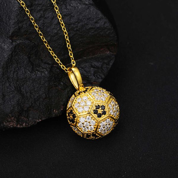 Футбольный кулон из стерлингового серебра 925 пробы, ожерелье с бриллиантовой цепочкой из муассанита, набор ювелирных изделий в стиле хип-хоп
