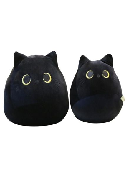Güzel çizgi film hayvan doldurulmuş oyuncaklar sevimli siyah kedi şekilli yumuşak peluş yastık bebek kızlar sevgililer günü hediyeler yatak odası süsleme 2205315647464