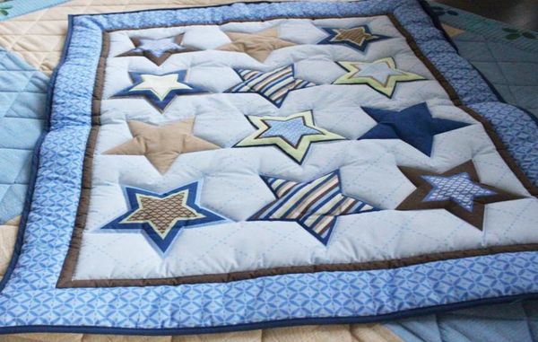 Neue Marke Krippe Stoßfänger set 7Pcs Baby bettwäsche für junge kleinkind Bett bettwäsche set Stickerei sterne Quilt Stoßstange matratze Abdeckung bedskir8290982