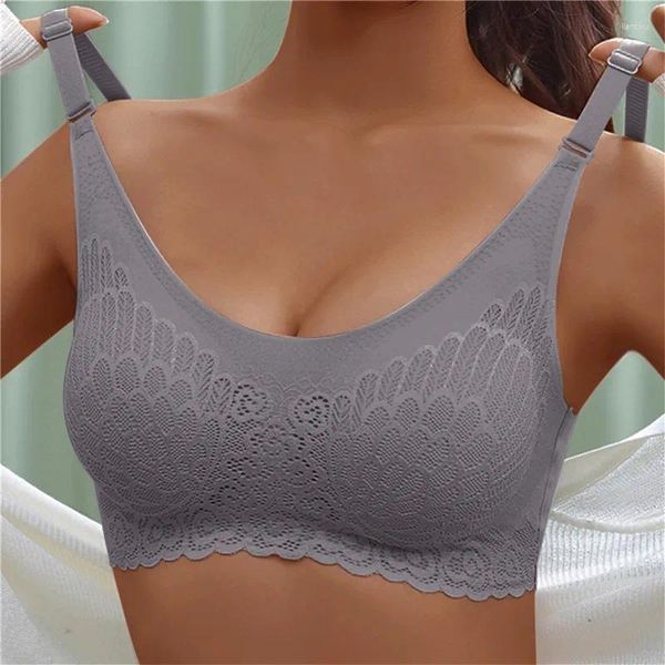 Completo da yoga Reggiseno sexy Bralette push up con imbottitura Top Lingerie Sport Fitness Reggiseno taglie forti Reggiseni senza cuciture Intimo da donna in pizzo