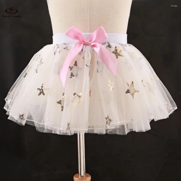 Stage Wear Ballet Saia Fluffy Quatro Camadas Malha Renda Dança Adulto Macacão Menina Praticando Mini Bolo Imagem