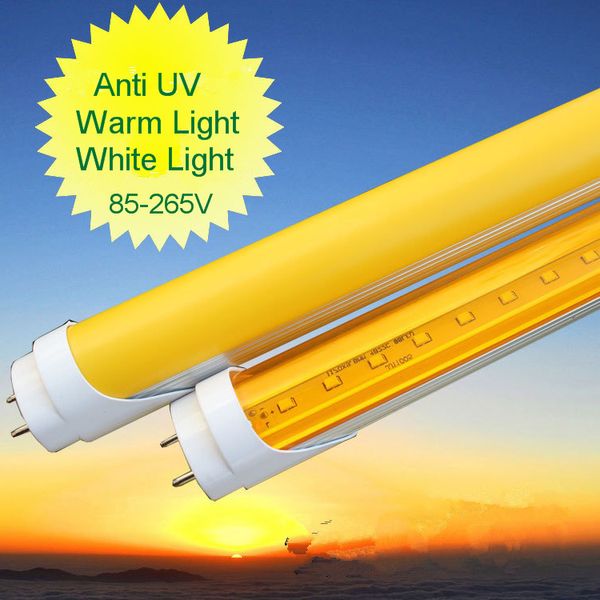 Anti-UV-T8-LED-Röhren, gelbe, sichere Lichter, 60 cm, 2 Fuß, 10 W, AC85–265 V, integrierte Blubs-Lampen, kein UV-Schutz, Belichtungsbeleuchtung, Direktverkauf aus Shenzhen, China